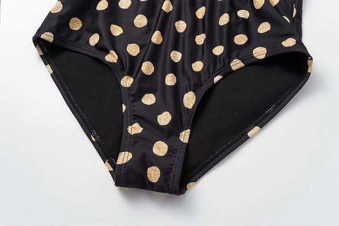 New Fashion V-Neck Polka Dot One-Piece Swimsuit Set CODE: KAR4128