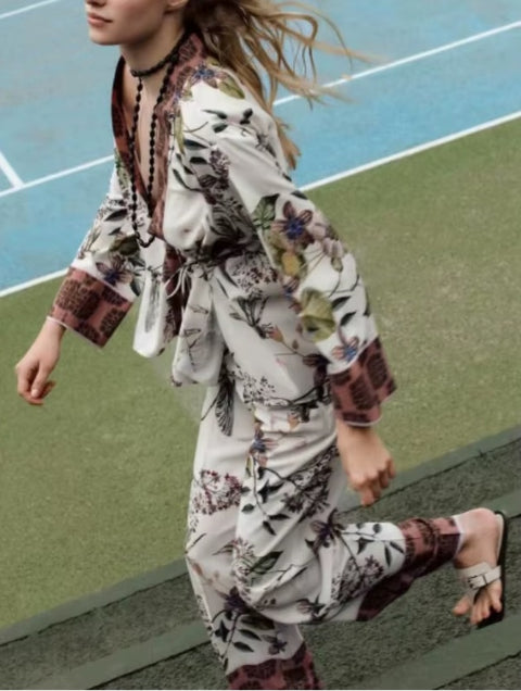 New Fashion Printed Floral Top Long Regular Length Pants CODE: KAR4129