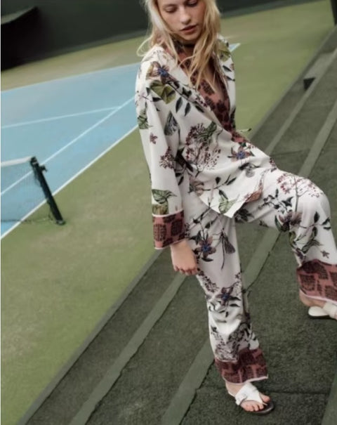 New Fashion Printed Floral Top Long Regular Length Pants CODE: KAR4129