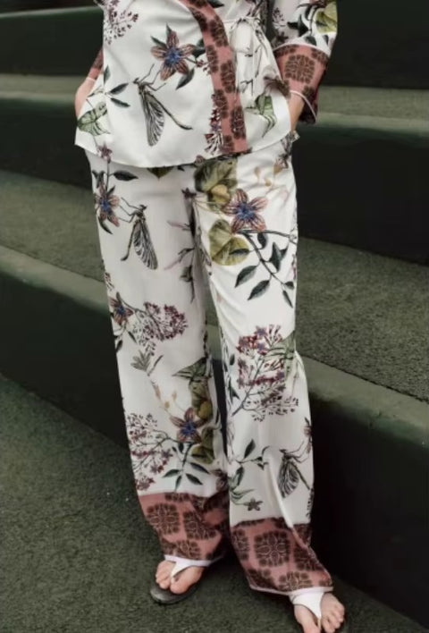 New Fashion Printed Floral Top Long Regular Length Pants CODE: KAR4129