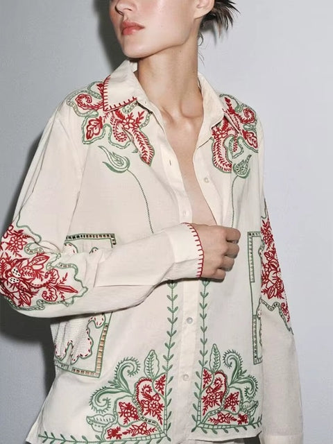 New Fashionable Embroidered Long Sve Shirt And Pant Set CODE: KAR4130