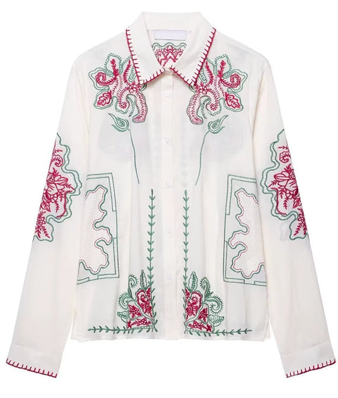 New Fashionable Embroidered Long Sve Shirt And Pant Set CODE: KAR4130