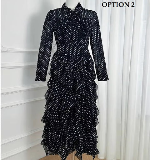 New Polka Dot Long Sleeve Ankle Length Fashion Dress CODE: KAR4131