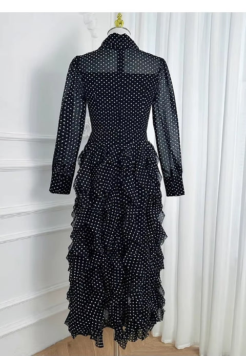 New Polka Dot Long Sleeve Ankle Length Fashion Dress CODE: KAR4131
