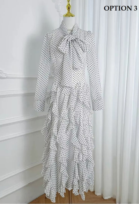 New Polka Dot Long Sleeve Ankle Length Fashion Dress CODE: KAR4131