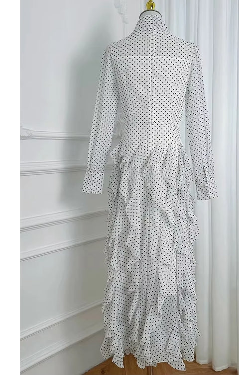 New Polka Dot Long Sleeve Ankle Length Fashion Dress CODE: KAR4131