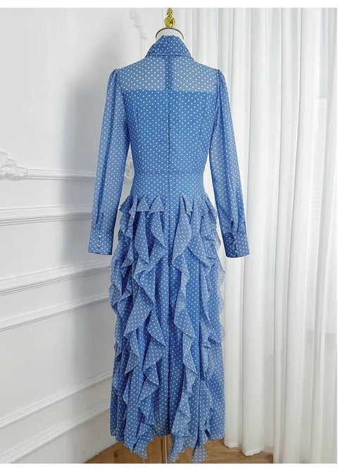 New Polka Dot Long Sleeve Ankle Length Fashion Dress CODE: KAR4131