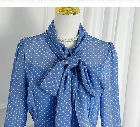 New Polka Dot Long Sleeve Ankle Length Fashion Dress CODE: KAR4131