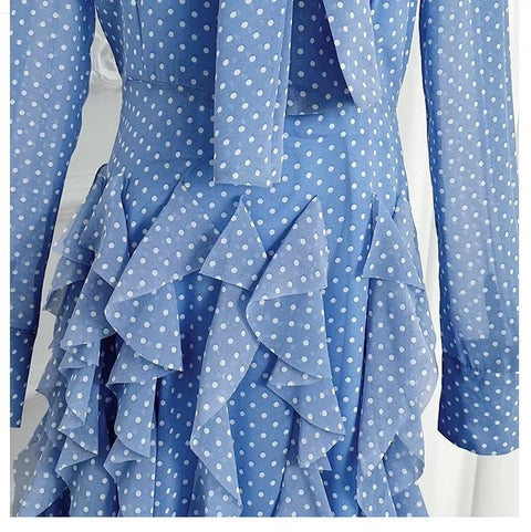 New Polka Dot Long Sleeve Ankle Length Fashion Dress CODE: KAR4131