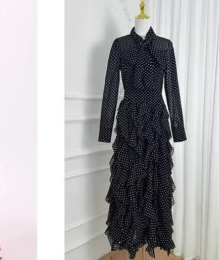 New Polka Dot Long Sleeve Ankle Length Fashion Dress CODE: KAR4131