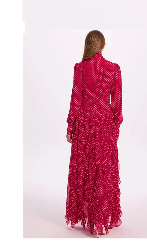 New Polka Dot Long Sleeve Ankle Length Fashion Dress CODE: KAR4131