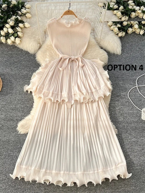 New Ruffle Sleeveless Lace Up Design Luxury Long Dress CODE: KAR4133