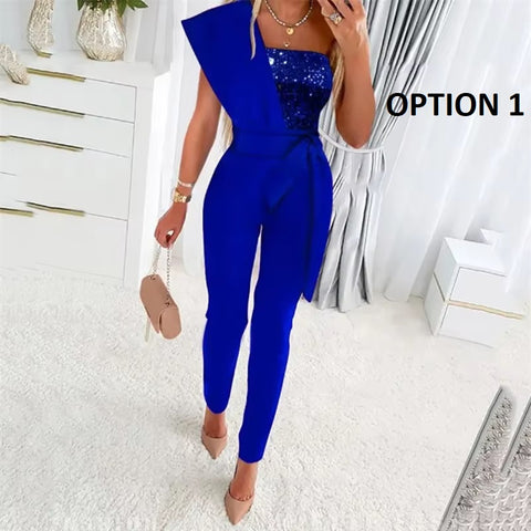 New Fashion One Shoulder Backless Jumpsuit CODE: KAR4139