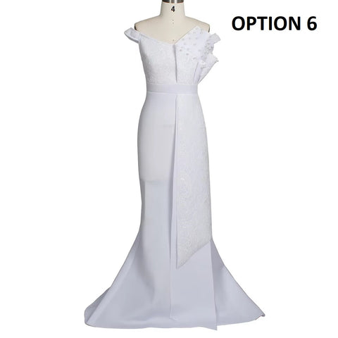 New Fashion Elegant One-Shoulder Pearl-Embellished Lace Bodycon Dress CODE: KAR4140