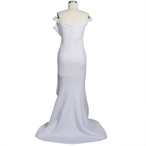 New Fashion Elegant One-Shoulder Pearl-Embellished Lace Bodycon Dress CODE: KAR4140