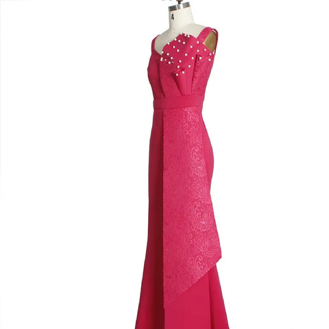 New Fashion Elegant One-Shoulder Pearl-Embellished Lace Bodycon Dress CODE: KAR4140