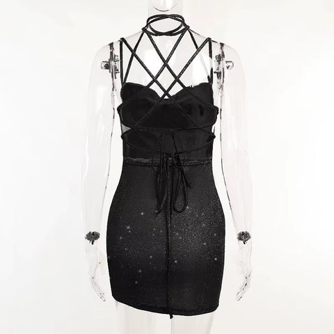 New Fashion Glitter Backless Strappy Short Dresses CODE: KAR4143
