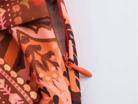 New Design Asymmetrical Flower Tassel Print Mini Skirt CODE: KAR4150