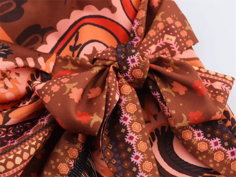 New Design Asymmetrical Flower Tassel Print Mini Skirt CODE: KAR4150