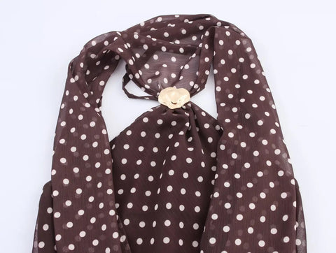 New Fashion Sleeveless Backless Polka Dot Printed Scarf Metal Buckle Top CODE: KAR4154