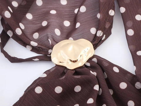 New Fashion Sleeveless Backless Polka Dot Printed Scarf Metal Buckle Top CODE: KAR4154