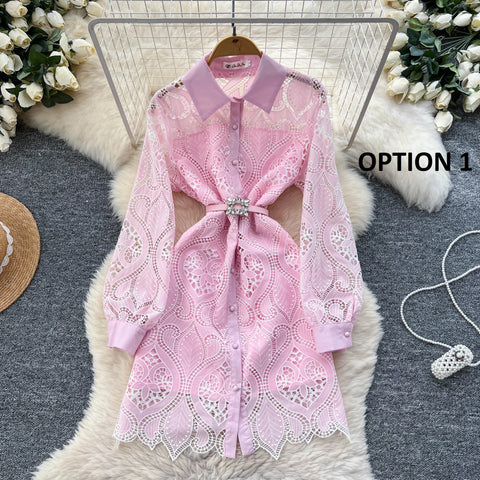 New Fashion Elegant Hook flower hollow Embroidered Dress CODE: KAR4155