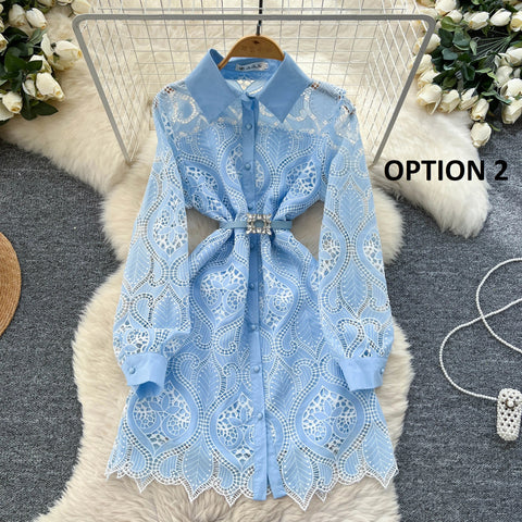 New Fashion Elegant Hook flower hollow Embroidered Dress CODE: KAR4155