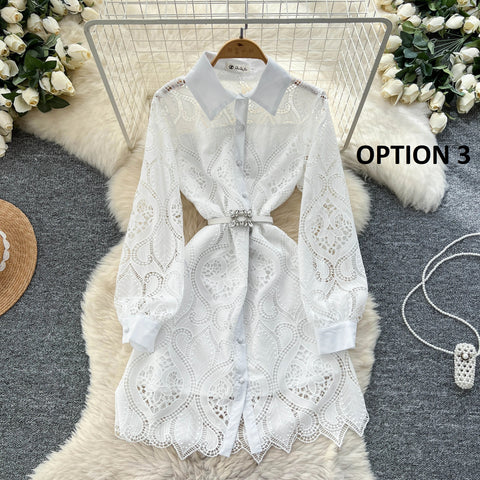 New Fashion Elegant Hook flower hollow Embroidered Dress CODE: KAR4155