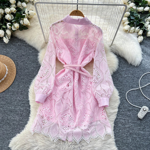 New Fashion Elegant Hook flower hollow Embroidered Dress CODE: KAR4155