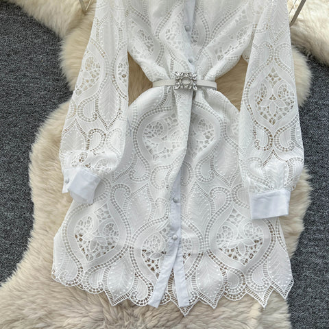 New Fashion Elegant Hook flower hollow Embroidered Dress CODE: KAR4155