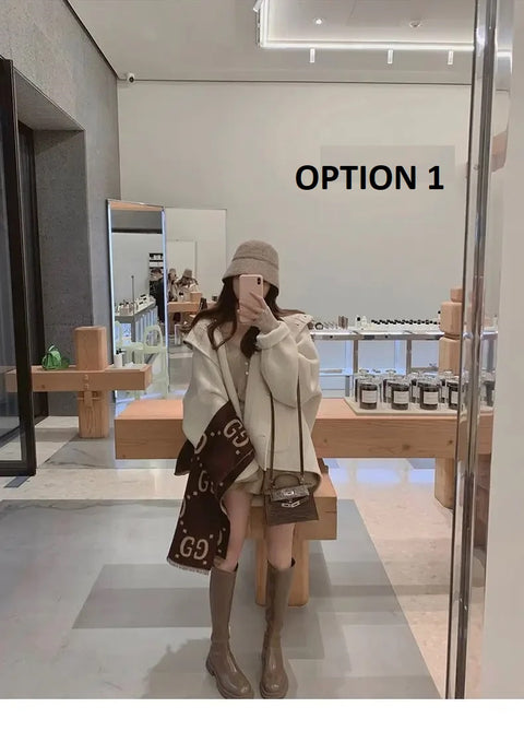 New Style  Hepburn Woolen Mid-Length Coat with Cute Hat CODE: KAR4157