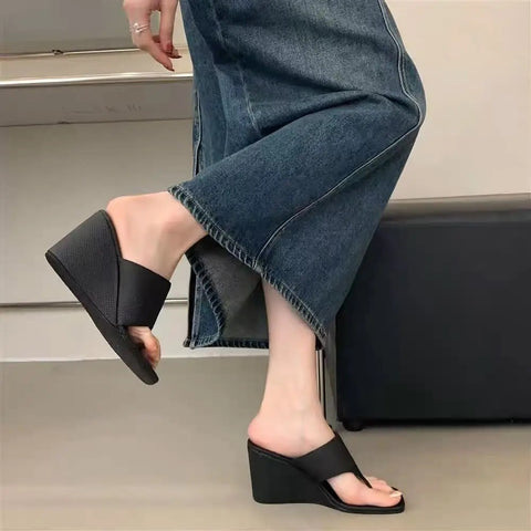 New Fashion Slimming Slope-Heel Flip Flops Sandals CODE: KAR4172