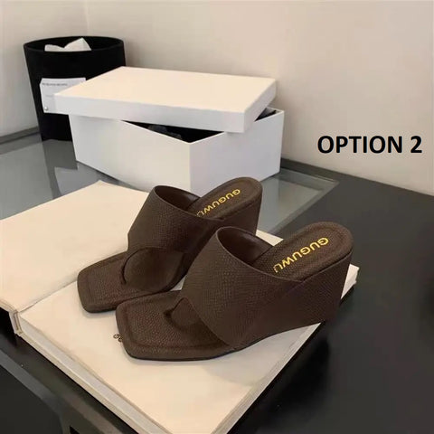 New Fashion Slimming Slope-Heel Flip Flops Sandals CODE: KAR4172