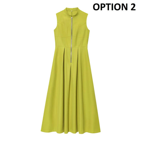 New Fashion Sleeveless Zipper Midi Slim Chic Dress CODE: KAR4173