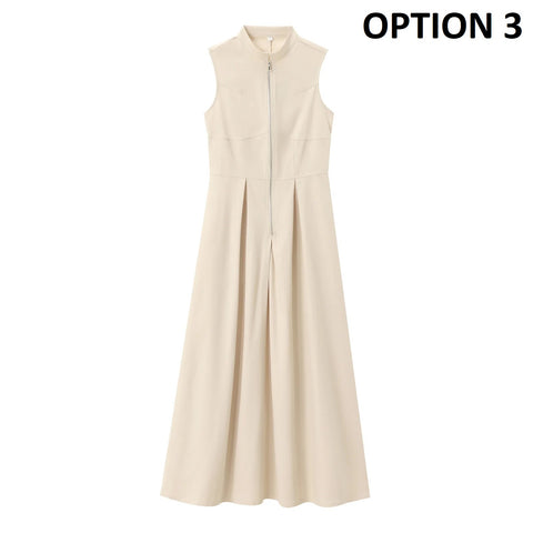 New Fashion Sleeveless Zipper Midi Slim Chic Dress CODE: KAR4173