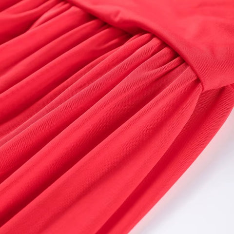 New Pleated Fly Sleeve Mesh Patchwork Maxi Long Dress CODE: KAR4177