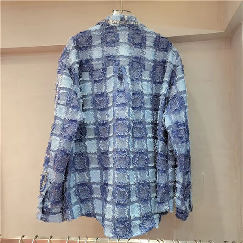 New Fashion Hot Drilling Rainbow Plaids Rhinestones Shirts CODE: KAR4183