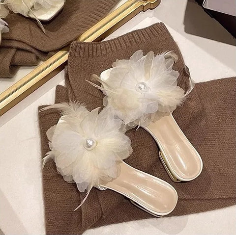 New Fashion Mesh Fairy Wind Flower Thick Heel CODE: KAR4186