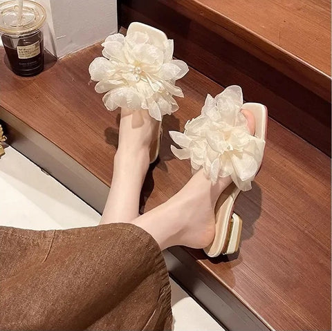 New Fashion Mesh Fairy Wind Flower Thick Heel CODE: KAR4186