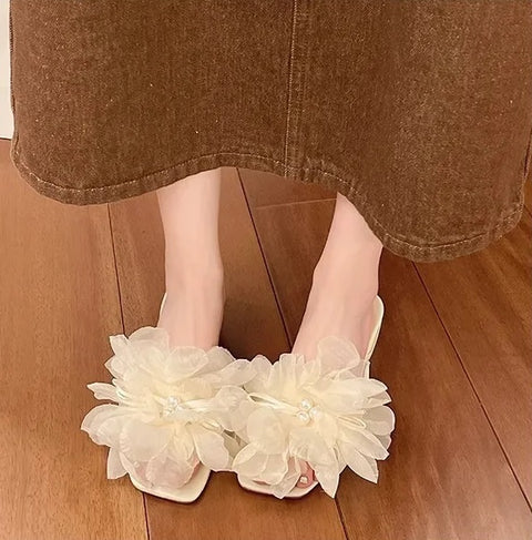 New Fashion Mesh Fairy Wind Flower Thick Heel CODE: KAR4186