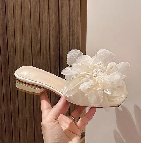 New Fashion Mesh Fairy Wind Flower Thick Heel CODE: KAR4186