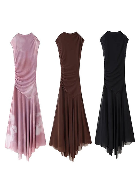 New Fashion Decorative Pleated Silk Mesh Dress CODE: KAR4187