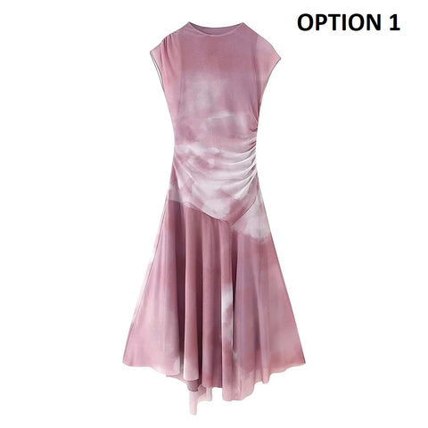 New Fashion Decorative Pleated Silk Mesh Dress CODE: KAR4187