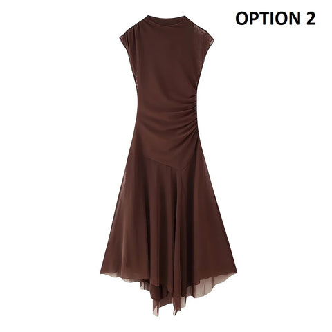 New Fashion Decorative Pleated Silk Mesh Dress CODE: KAR4187