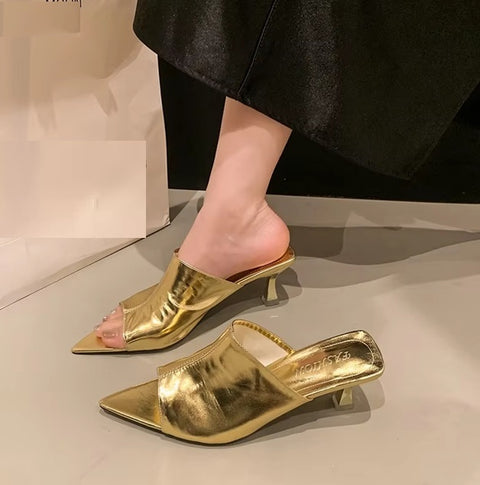 New Pointed Toe Mid Open Heeled Sandals CODE: KAR4189