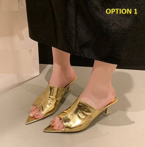 New Pointed Toe Mid Open Heeled Sandals CODE: KAR4189