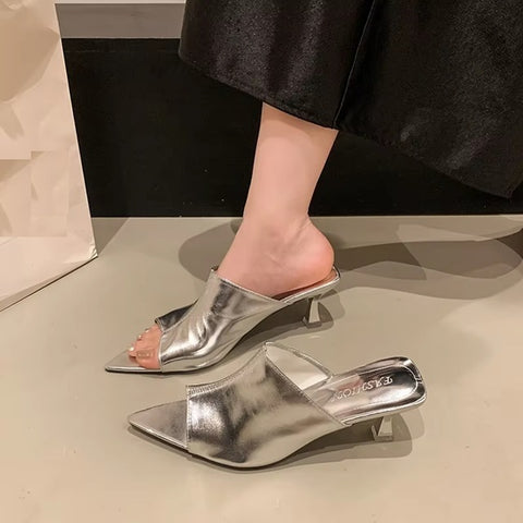 New Pointed Toe Mid Open Heeled Sandals CODE: KAR4189