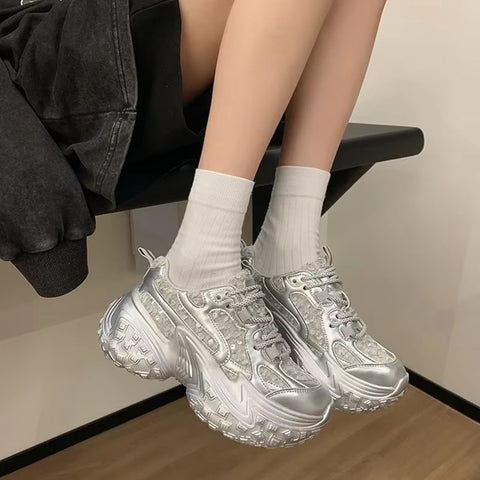 New Thick Soled  Sparkling Design Casual Shoes CODE: KAR4190