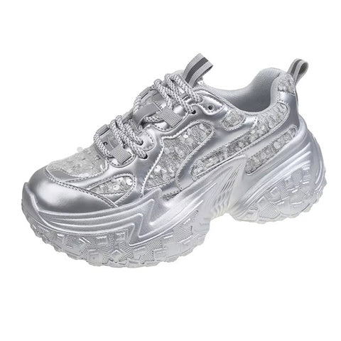 New Thick Soled  Sparkling Design Casual Shoes CODE: KAR4190