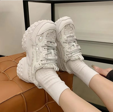 New Thick Soled  Sparkling Design Casual Shoes CODE: KAR4190